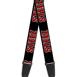 Guitar Strap - STEEZ Black Checker Black Red