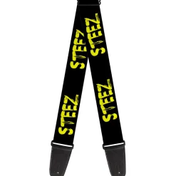 Guitar Strap - STEEZ Brushed Black Yellow