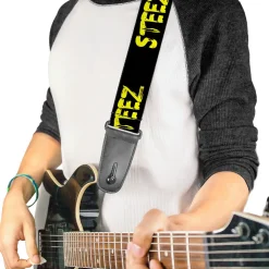 Guitar Strap - STEEZ Brushed Black Yellow