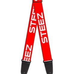 Guitar Strap - STEEZ Flat Red White