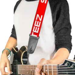 Guitar Strap - STEEZ Flat Red White