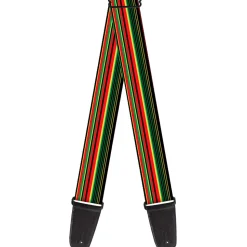 Guitar Strap - Stripe Transitions Black Red Green Yelow