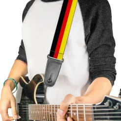 Guitar Strap - Stripes Black Red Yellow