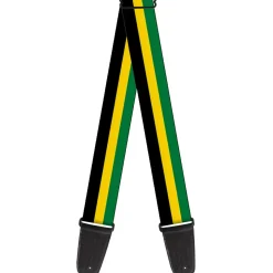 Guitar Strap - Stripes Black Yellow Green