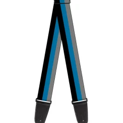 Guitar Strap - Stripes Black Turquoise Gray