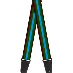 Guitar Strap - Stripes Brown Green Baby Blue