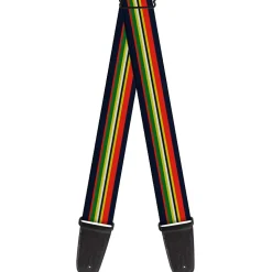 Guitar Strap - Stripes Navy Red Yellow Black White Green