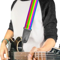 Guitar Strap - Stripes Purple Orange Green Yellow Pink Blue
