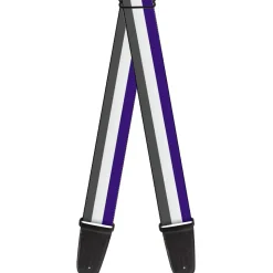 Guitar Strap - Stripes Purple White Gray