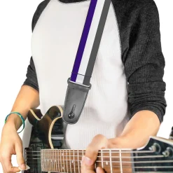 Guitar Strap - Stripes Purple White Gray