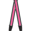 Guitar Strap - Stripes White Black White Pink
