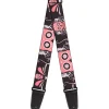 Guitar Strap - Sugar Skulls Gray Pink