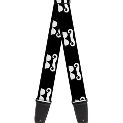 Guitar Strap - Sunglasses & Mustache Black White