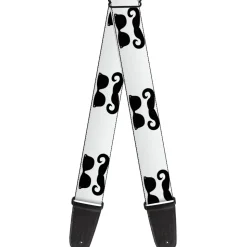 Guitar Strap - Sunglasses & Mustache White Black