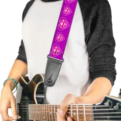 Guitar Strap - Superman Logo in Heart Purple White Pink
