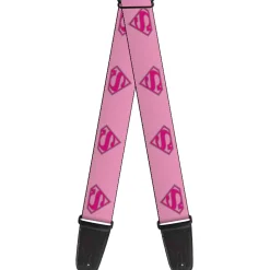 Guitar Strap - Superman Shield Pink