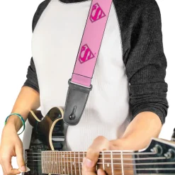 Guitar Strap - Superman Shield Pink