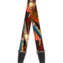 Guitar Strap - Surfboard Cali Scenes US Flag Stacked Brown