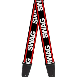 Guitar Strap - SWAGG Black White Red Stripe
