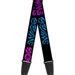 Guitar Strap - SWAGG Black Zebra Multi Neon