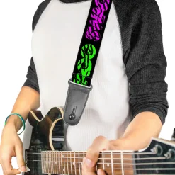 Guitar Strap - SWAGG Black Zebra Multi Neon
