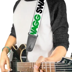 Guitar Strap - SWAGG White Black Green