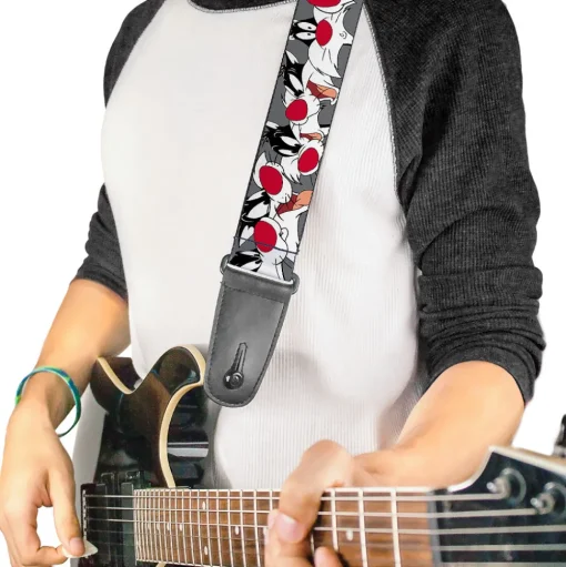 Guitar Strap - Sylvester the Cat Expressions Gray