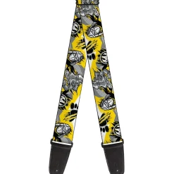 Guitar Strap - Teenage Mutant Ninja Turtles Shredder Pose and Icons Grays/Yellow