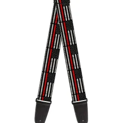 Guitar Strap - Thin Red Line Flag Weathered Black/Gray/Red