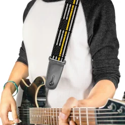 Guitar Strap - Thin Yellow Line Flag Weathered Black/Gray/Yellow