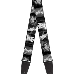 Guitar Strap - Tinker Bell Scenes Black White