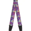 Guitar Strap - Tinker Bell Poses Flowers Stars Skull Purple