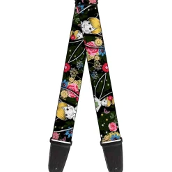 Guitar Strap - Tinker Bell Poses Sleeping Floral Collage