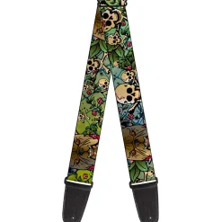 Guitar Strap - Trust No One CLOSE-UP Yellow Green Blue-S