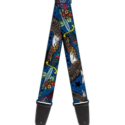 Guitar Strap - Truth and Justice CLOSE-UP Blue
