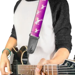 Guitar Strap - Unicorn Sparkles Purple Pink