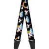 Guitar Strap - Unicorns Rainbows Stars Black