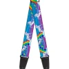 Guitar Strap - Unicorns Rainbows Stars Blue Rainbow White