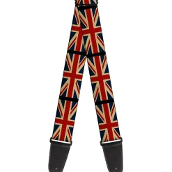 Guitar Strap - United Kingdom Flags Vintage Black