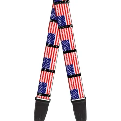 Guitar Strap - United States Flags Weathered Black