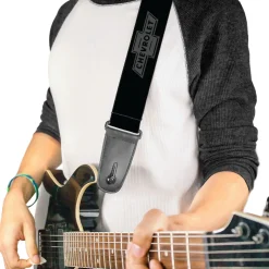 Guitar Strap - Vintage CHEVROLET Bowtie Black Charcoal