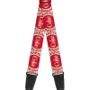 Guitar Strap - Vintage COKE Bottle Caps White/Red