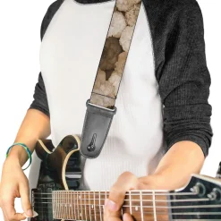 Guitar Strap - Vivid Floral Collage2 Sepia