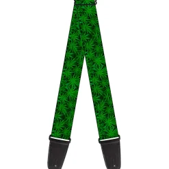 Guitar Strap - Vivid Marijuana Leaves Stacked
