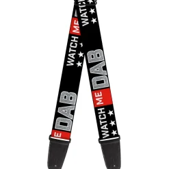 Guitar Strap - WATCH ME DAB Stars Black Red White Crackle Gray