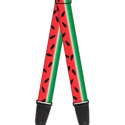Guitar Strap - Watermelon Stripe Red Green Black