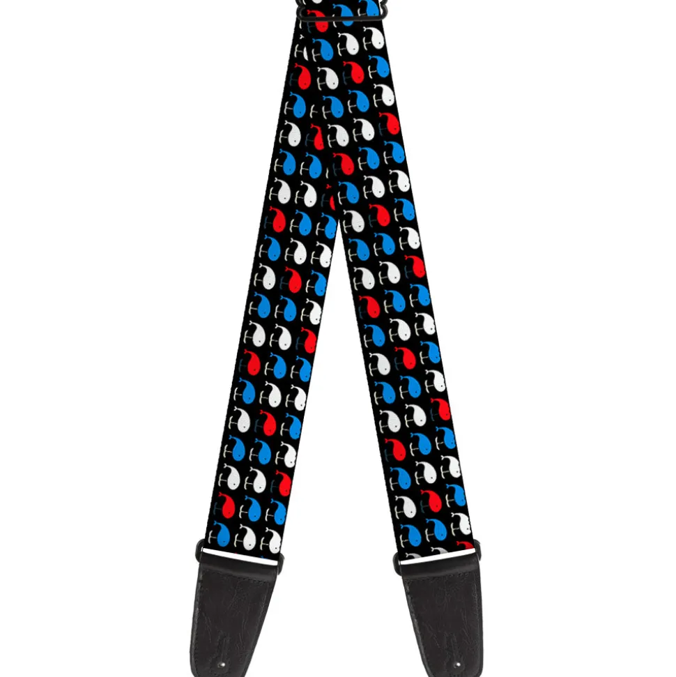 Guitar Strap - Whales Navy Red White Blue