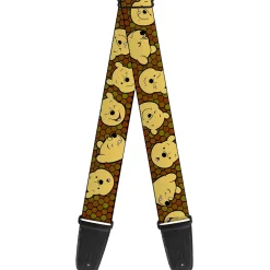 Guitar Strap - Winnie the Pooh Expressions Honeycomb Black Browns