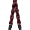 Guitar Strap - Wire Grid Black Orange Purple