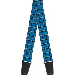 Guitar Strap - Wire Grid Turquoise Gray White